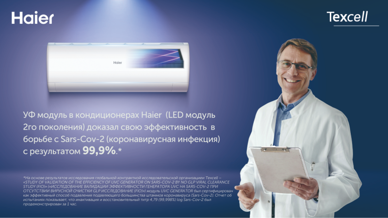 УФ-модуль кондиционера Haier подавляет коронавирус