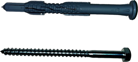 Саморез DIN 571 8x160 оц + Дюбель фасадный нейлон 10х160 с бортом (упак_50шт.)